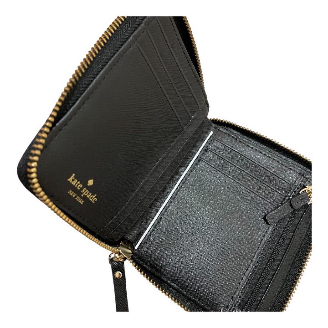 【新品】ケイトスペード　ラウンドジップ　二つ折り　財布　ブラック