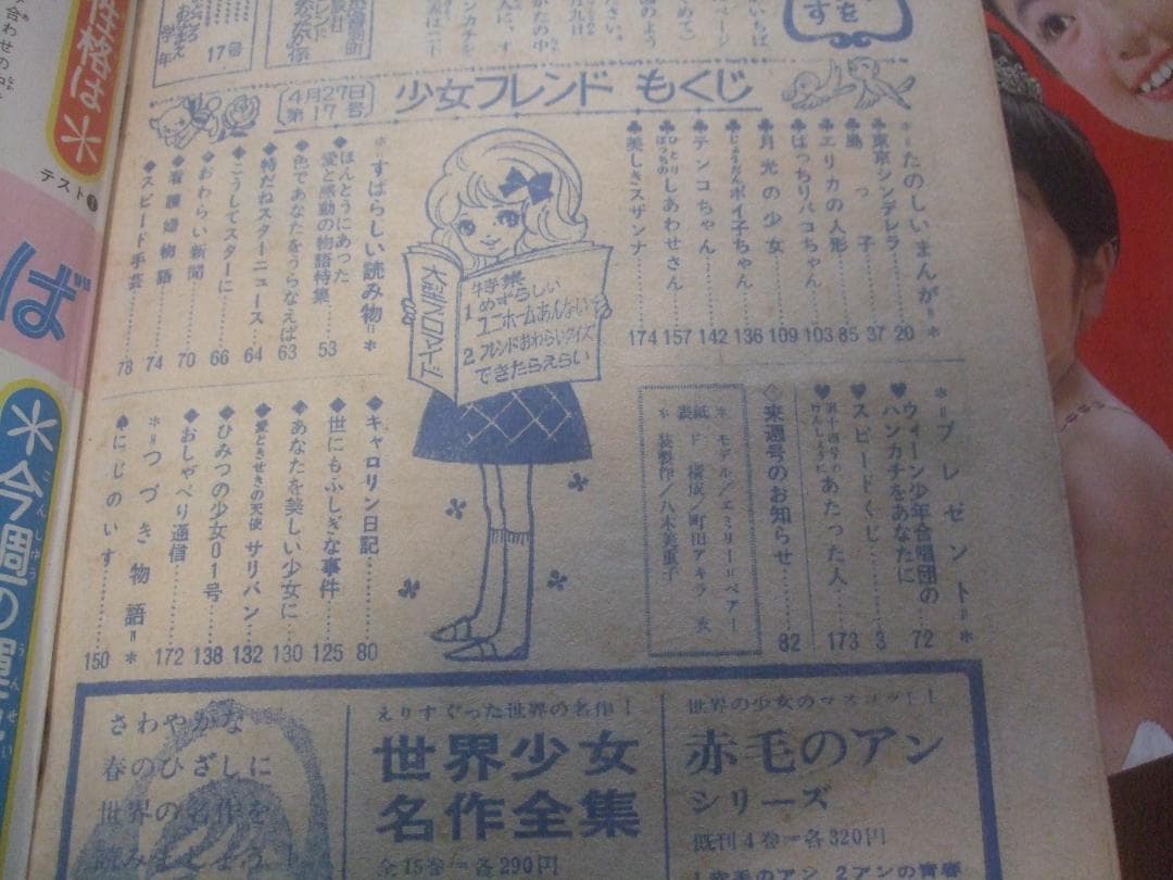 少女フレンド昭和40年4月27日号細川知栄子・細野みち子・北島洋子