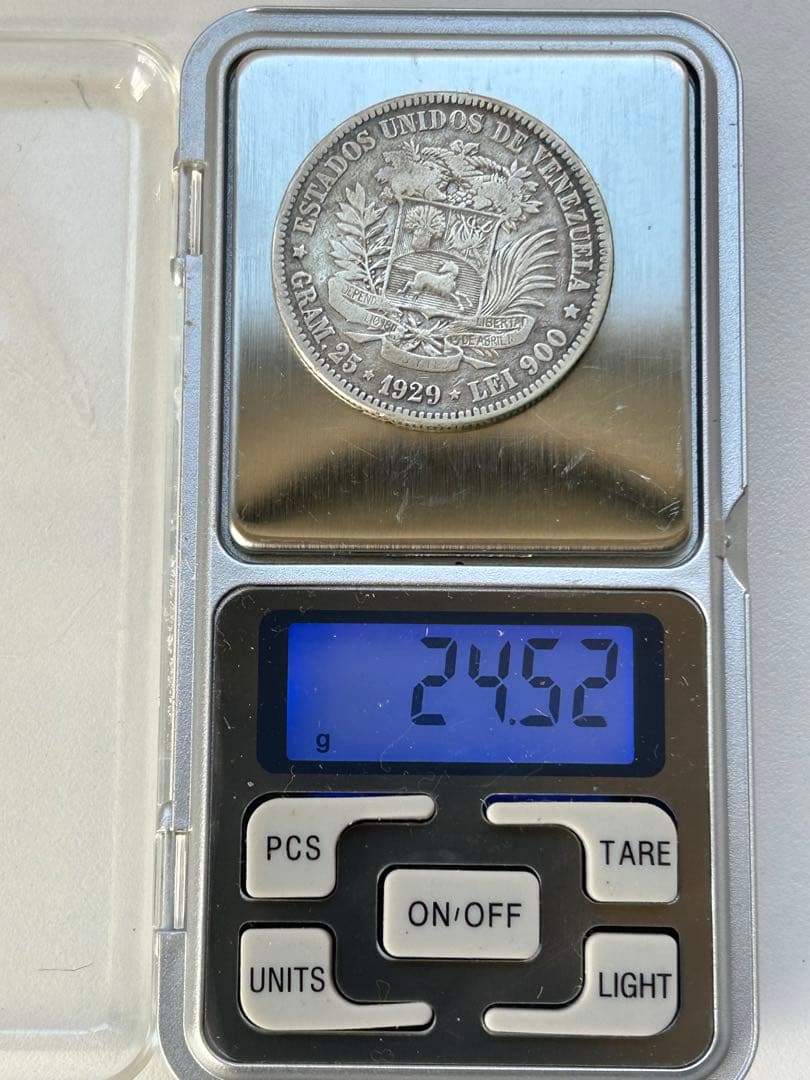 ♦︎③1929年 ベネズエラ ボリバル銀貨 銀貨 SV900 24.5g