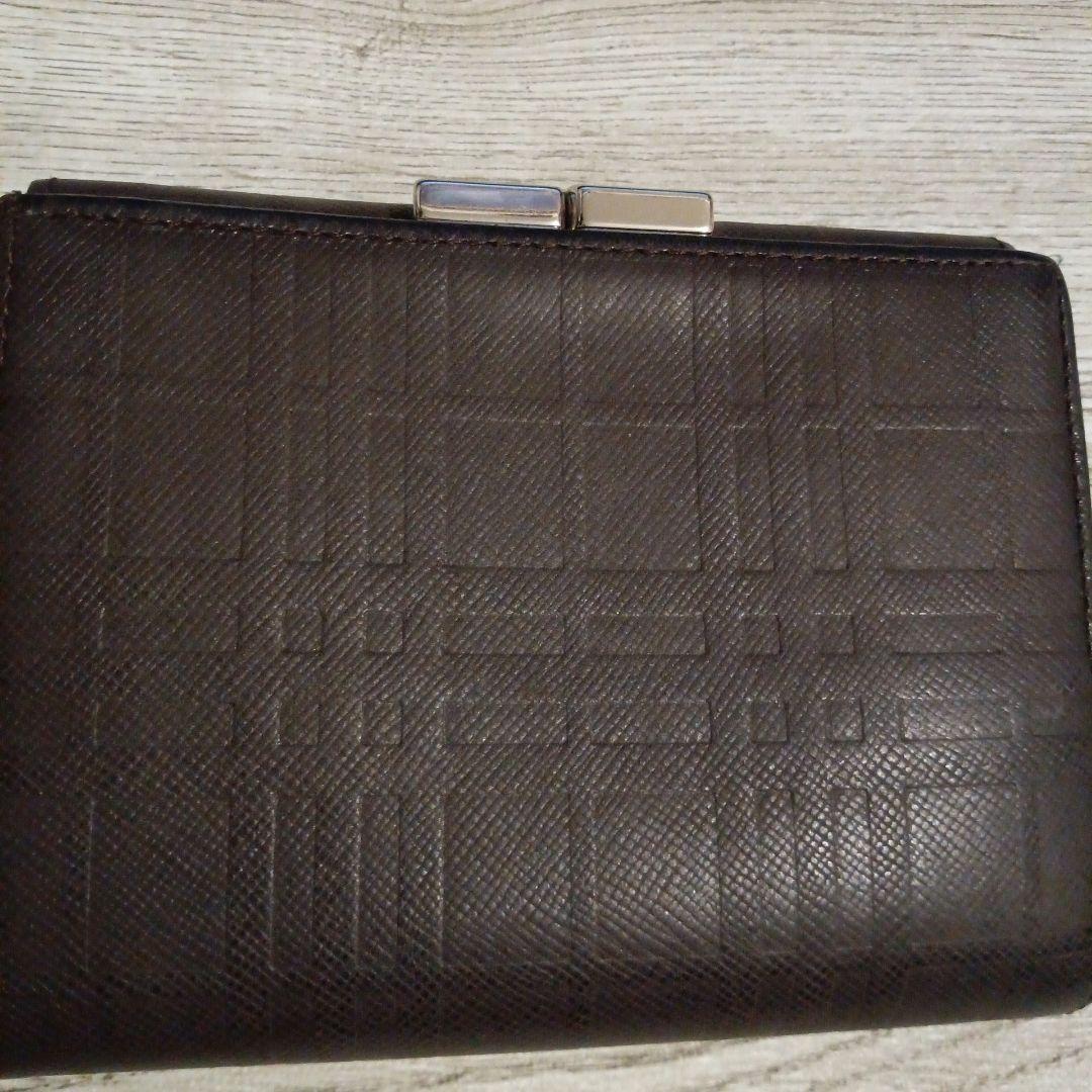 BURBERRY バーバリー がま口 三つ折り財布 レザー ダークブラウン