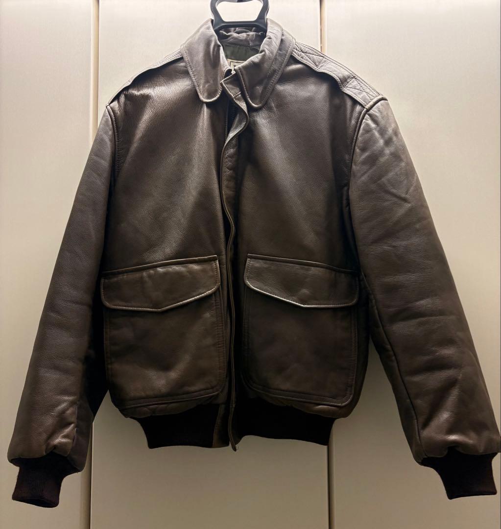 80s 美品 L.L.Bean A-2フライトジャケット ブラウン レザー S