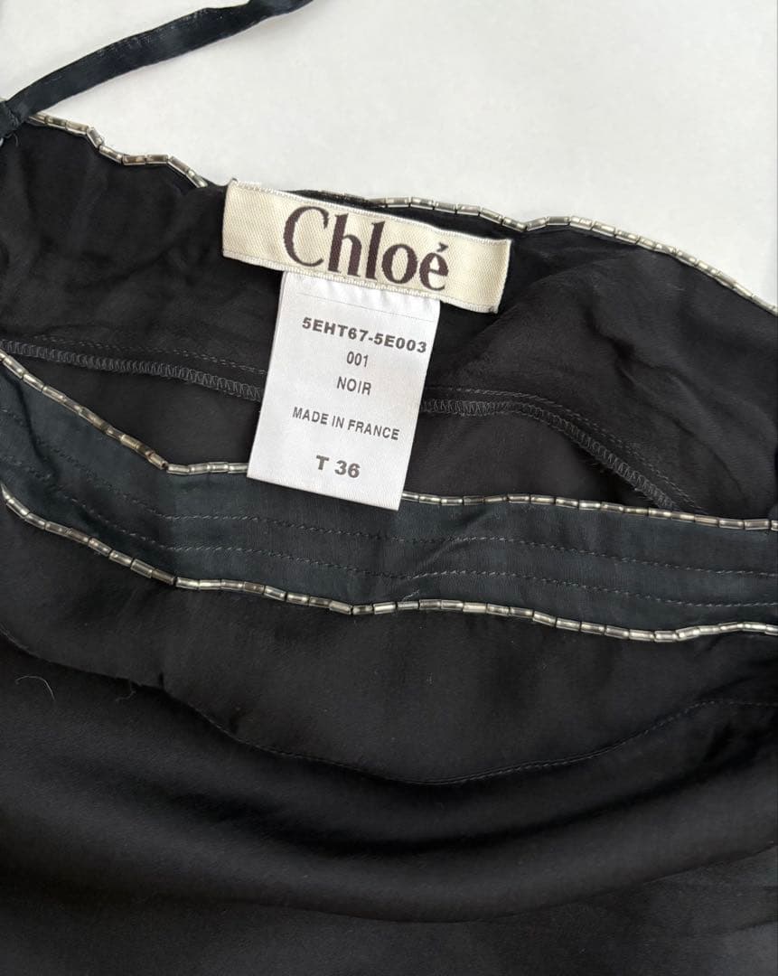 Chloé クロエ　ビーズ付きシルク100%キャミソール T36サイズ　黒