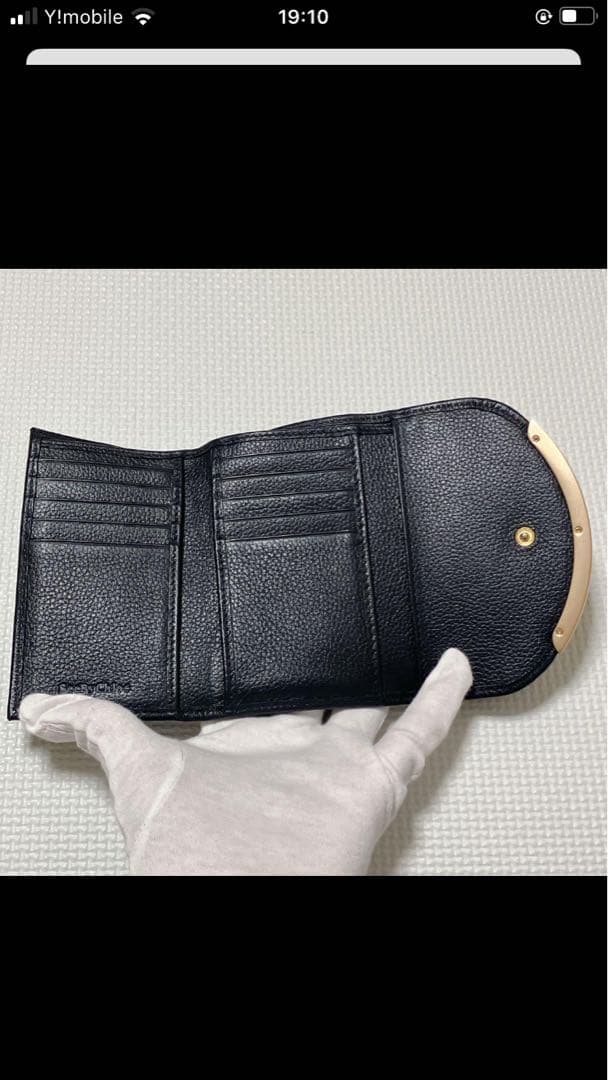 未使用　SEE BY CHLOE レザー三つ折り財布　ブラック　黒　袋カード付き