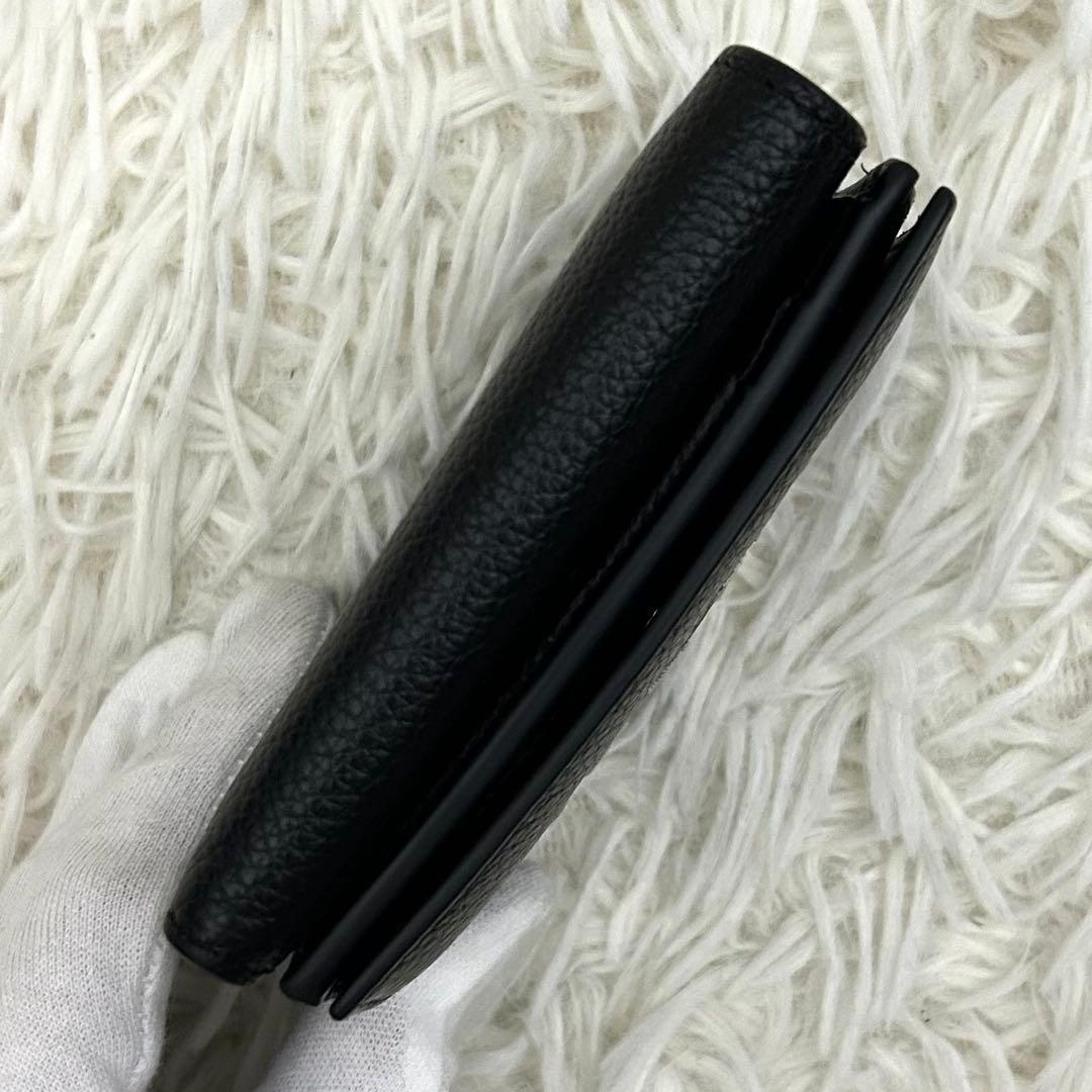 【極美品】MARNI マルニ 三つ折り財布 ブラック ロゴ レザー ウォレット