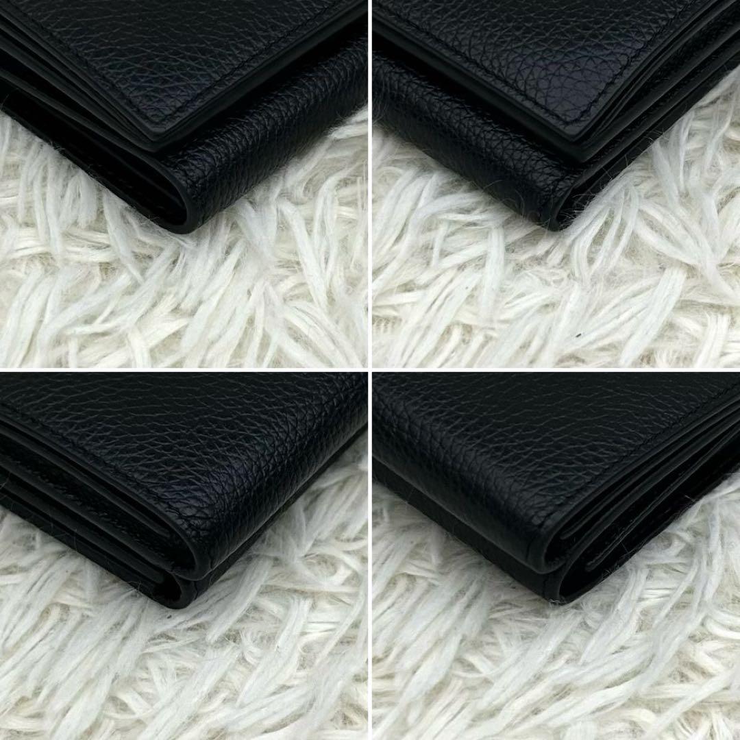 【極美品】MARNI マルニ 三つ折り財布 ブラック ロゴ レザー ウォレット
