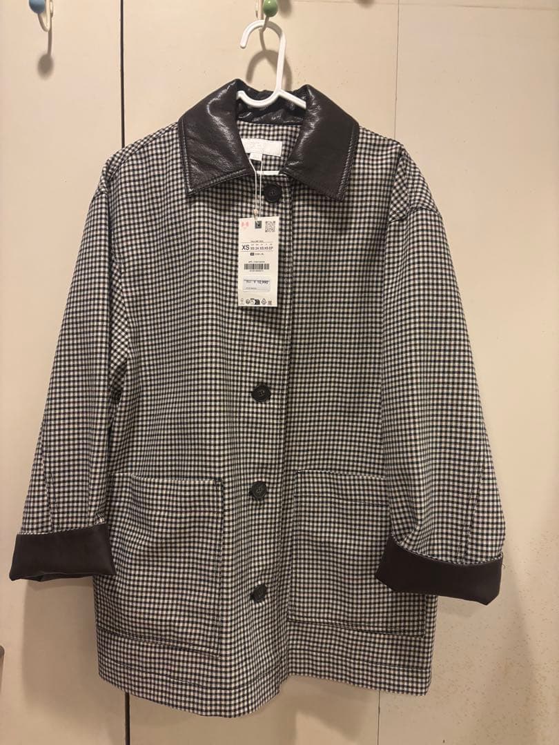 新品・タグ付き♪ ZARA ❤︎ ハウンドトゥース フェイクレザージャケット　XS
