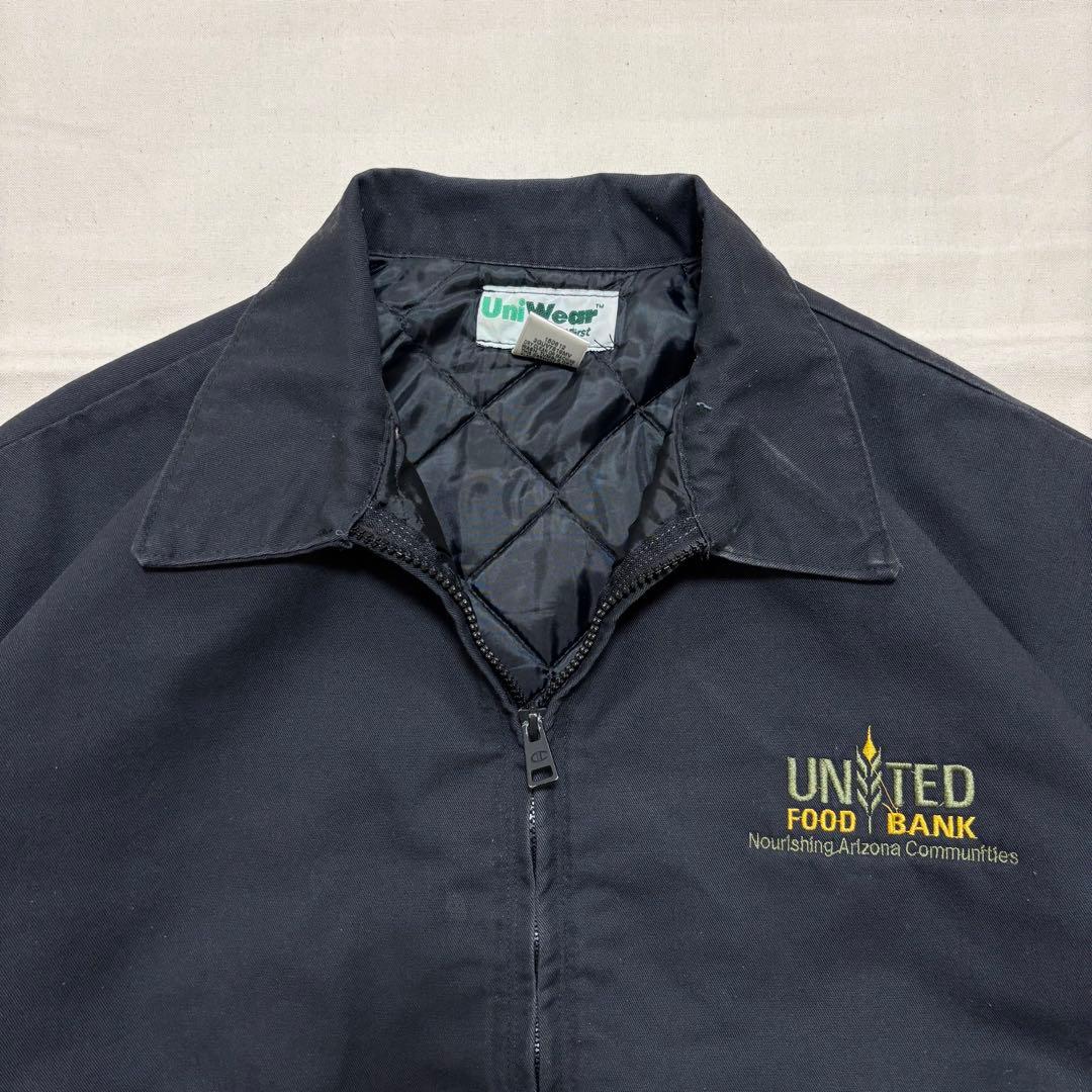 UniWear メキシコ製 企業ロゴ刺繍 ワークジャケット 黒 L キルティング