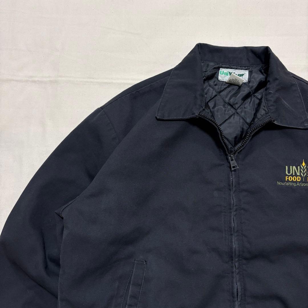 UniWear メキシコ製 企業ロゴ刺繍 ワークジャケット 黒 L キルティング