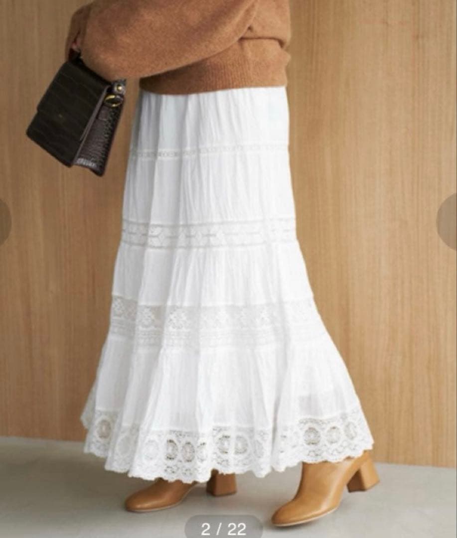 美品　plage Antique like lace スカート　ホワイト
