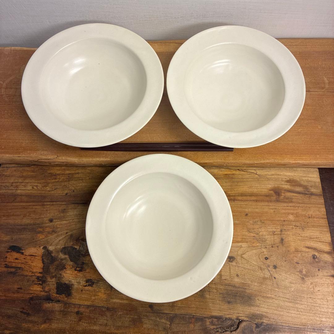 新品　陶器　陶芸作家　リムbowl3個　444