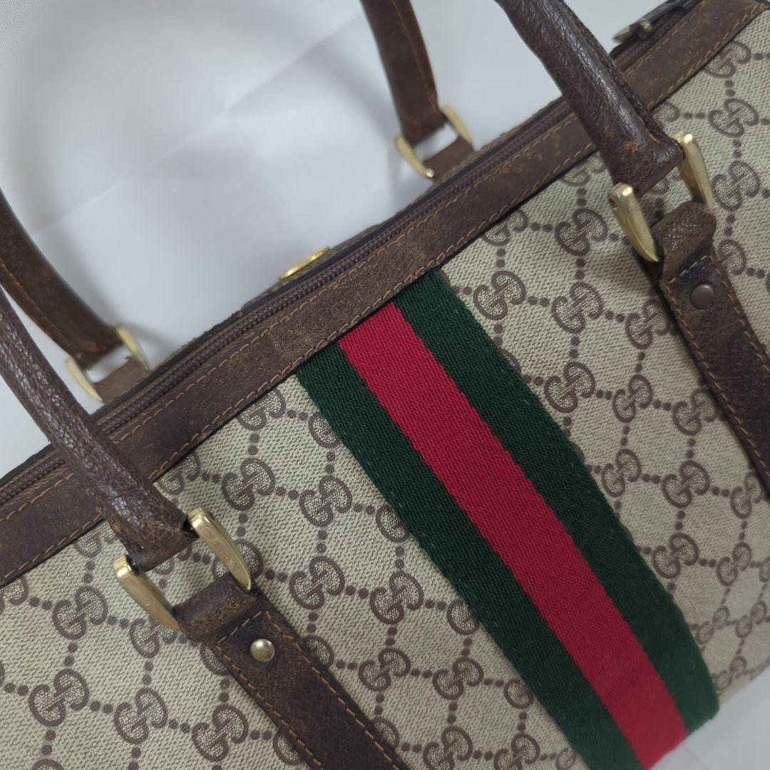 GUCCI グッチ シェリーライン ミニボストン バッグ GG柄 PVC