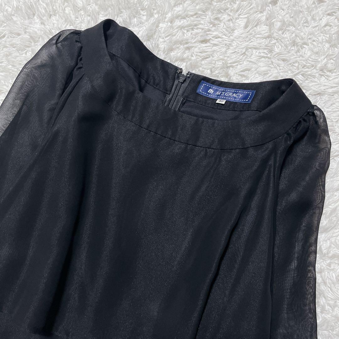 極美品✨M'S GRACY シフォン素材 ティアード ワンピース 40 黒