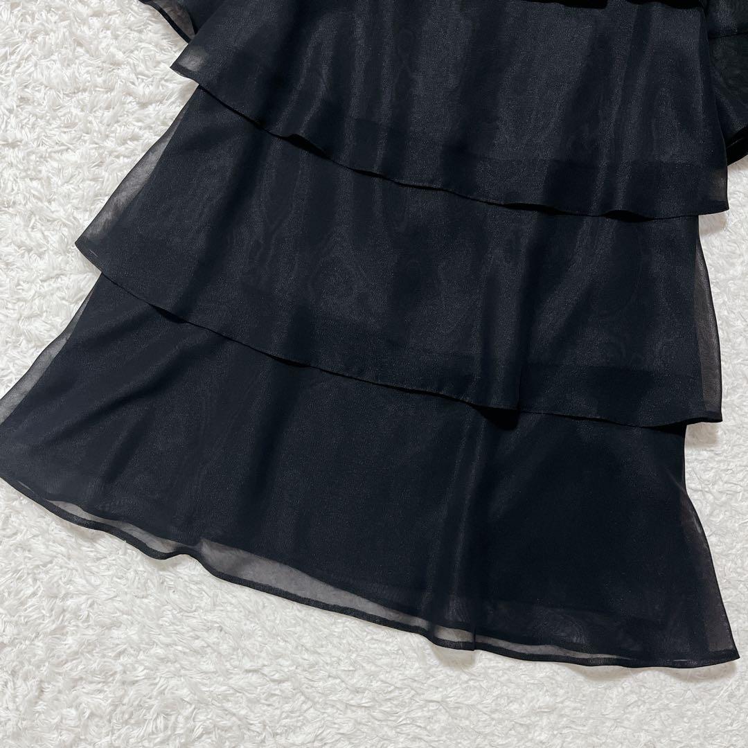 極美品✨M'S GRACY シフォン素材 ティアード ワンピース 40 黒