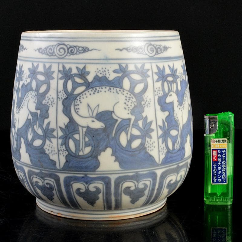 中国　青花　鹿文壷　N　R5700