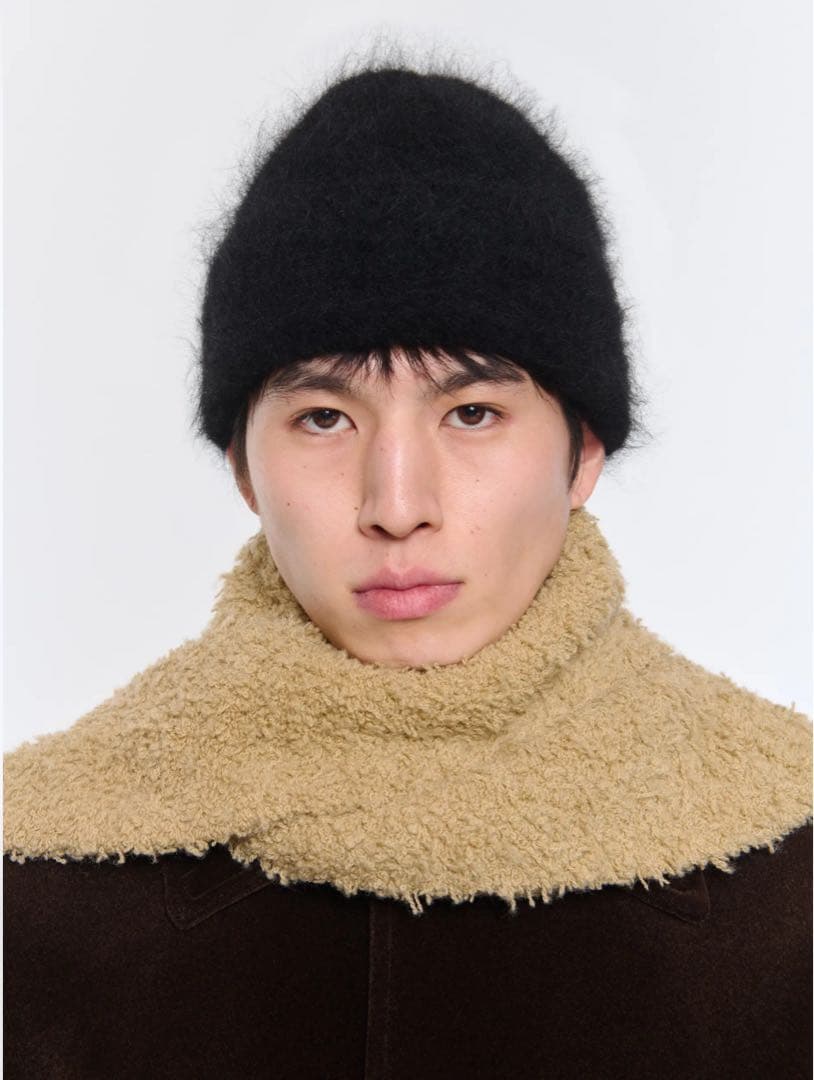 sefr fuzy beanie black ブラッシュドビーニー ニット帽 黒