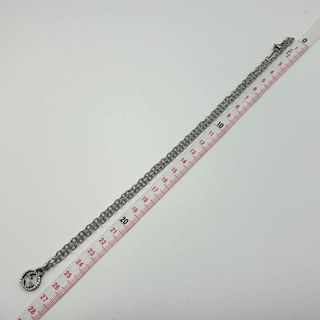 美品　グッチ　インターロッキングG アラベスク　ネックレス　燻し銀　社外チェーン
