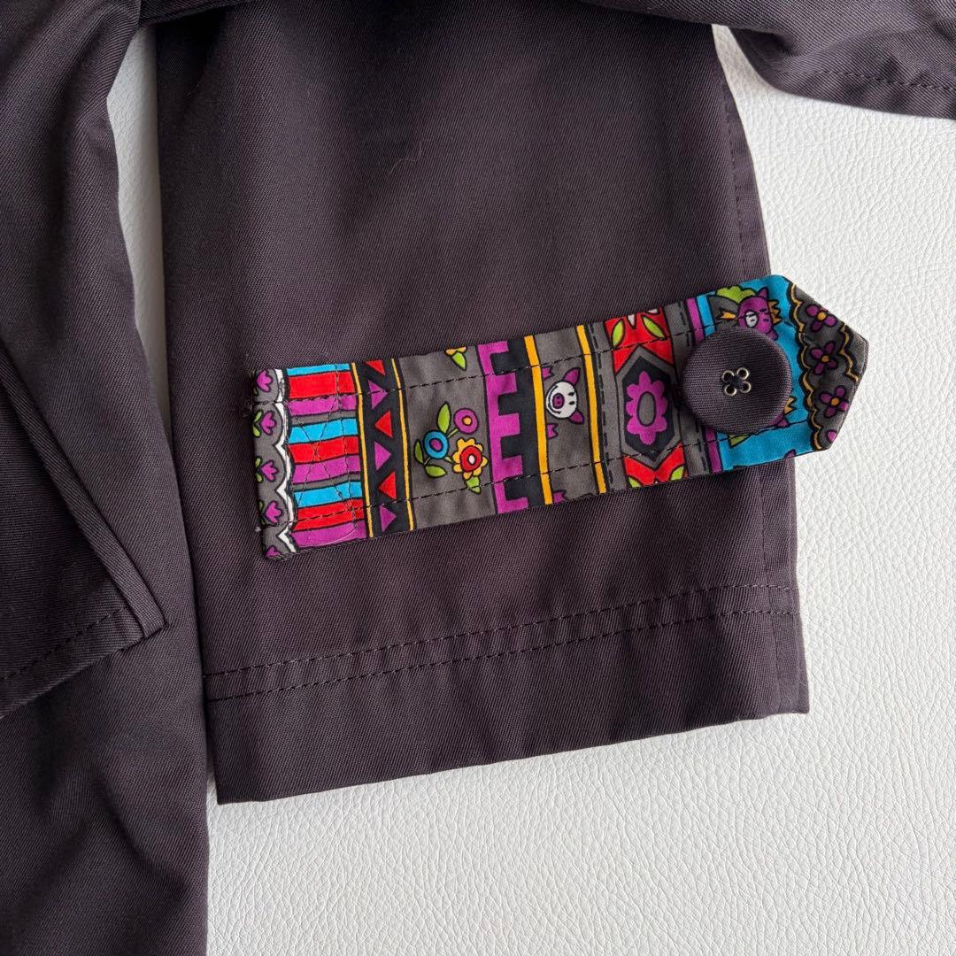 アルベロベロ　トレンチコート　ビーズ刺繍　ぶた　ベルト　ビジュー　柄裏地