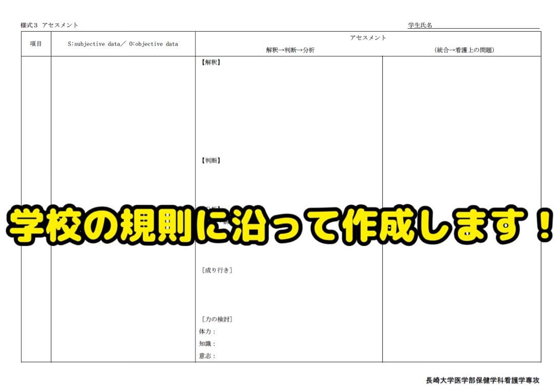 3点レポート　まとめノート　看護過程、関連図・アセスメント看護実習　国家試験