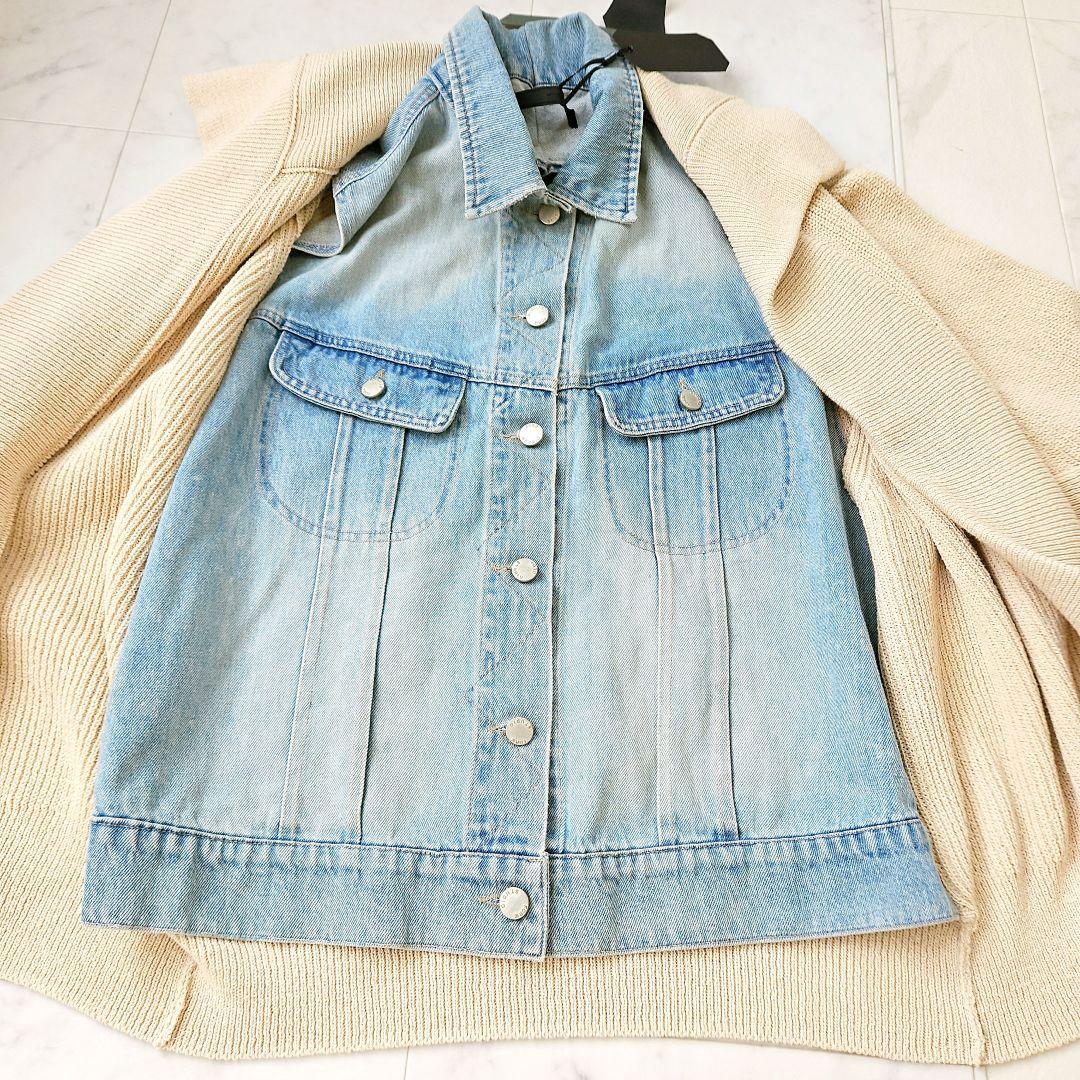 【新品タグ付】MICALLE MICALLE　デニムドッキングニットカーディガン