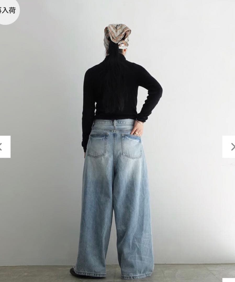 i c h i イチ◆定番デニムワイドパンツ◆サックスブルー◆サイズ01