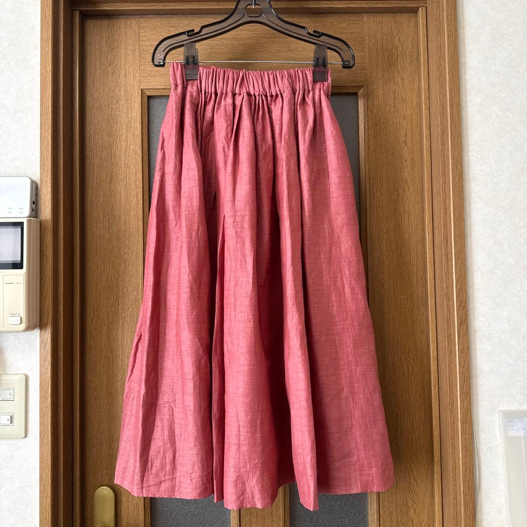 【タグ付き・新品】SACRA サクラ　麻ギャザースカート　フューシャピンク