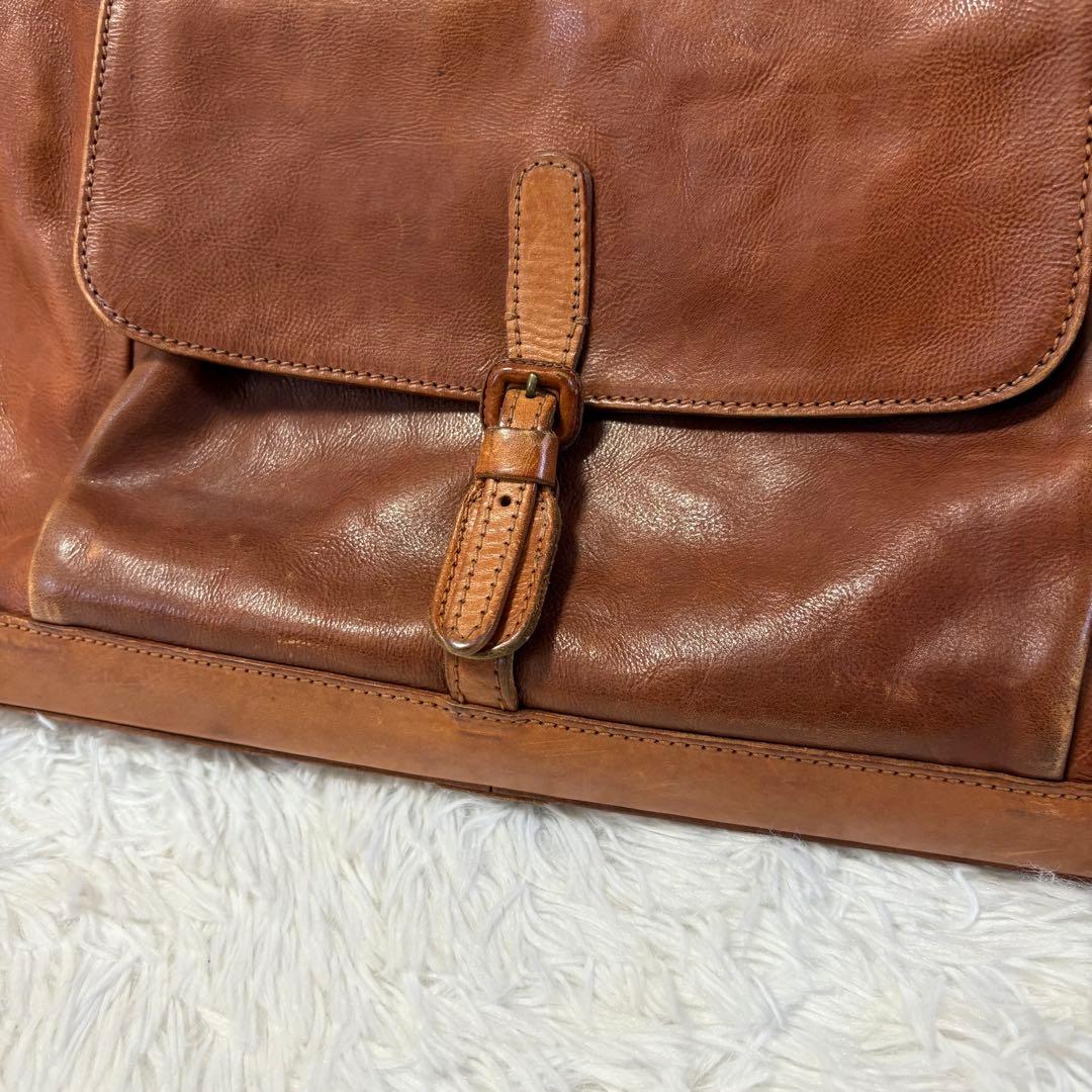 【大容量】ゲンテン 2wayレザー ショルダー ボストンバッグ ブラウン