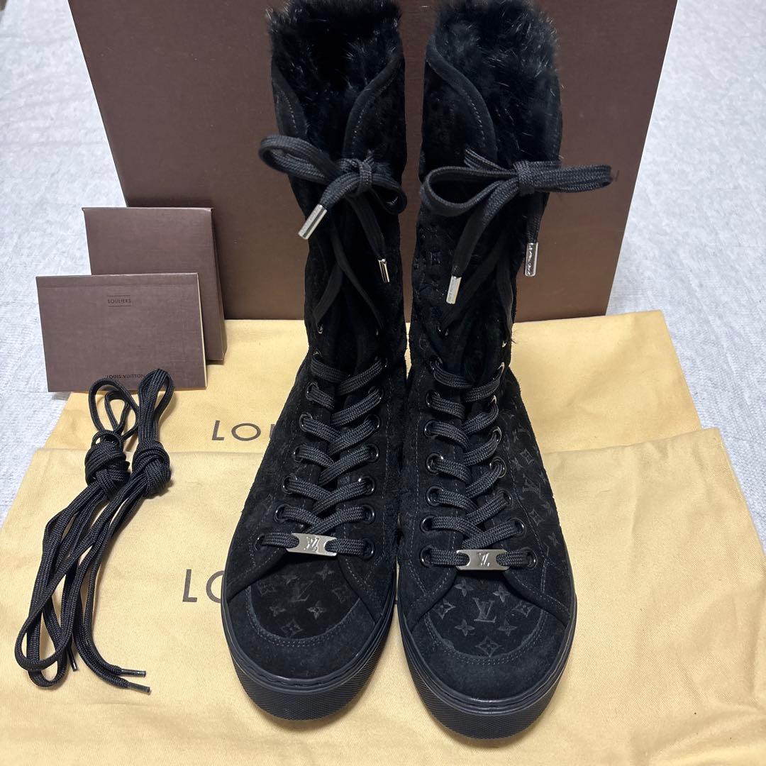 LOUIS VUITTON ルイヴィトンファーハイカットロゴスニーカー