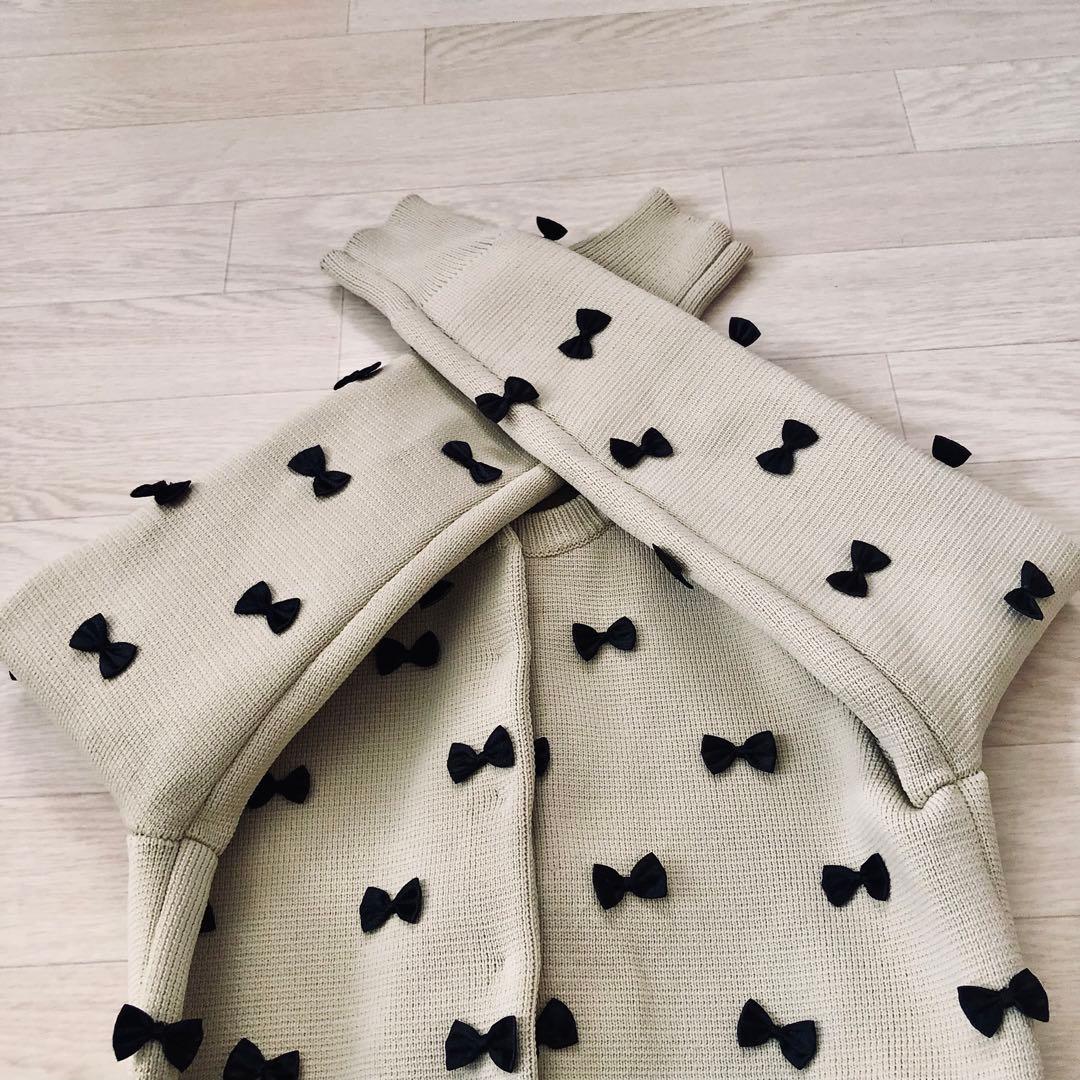 美品　AMERI MANY RIBBON SHORT KNIT TOP s