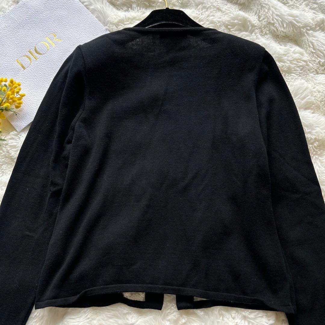 【美品】Rene ルネ カーディガン レース リボン 長袖 春 黒 38 綿 毛