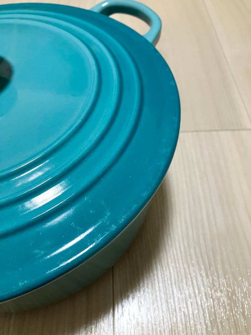 ル・クルーゼ ココットロンド 22cm カリビアンブルー 両手鍋