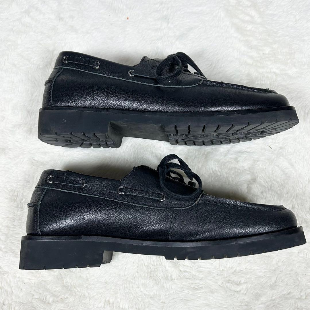 美品❗️TAKEO KIKUCHI デッキモカシン　シボ革　レザー　ブラック