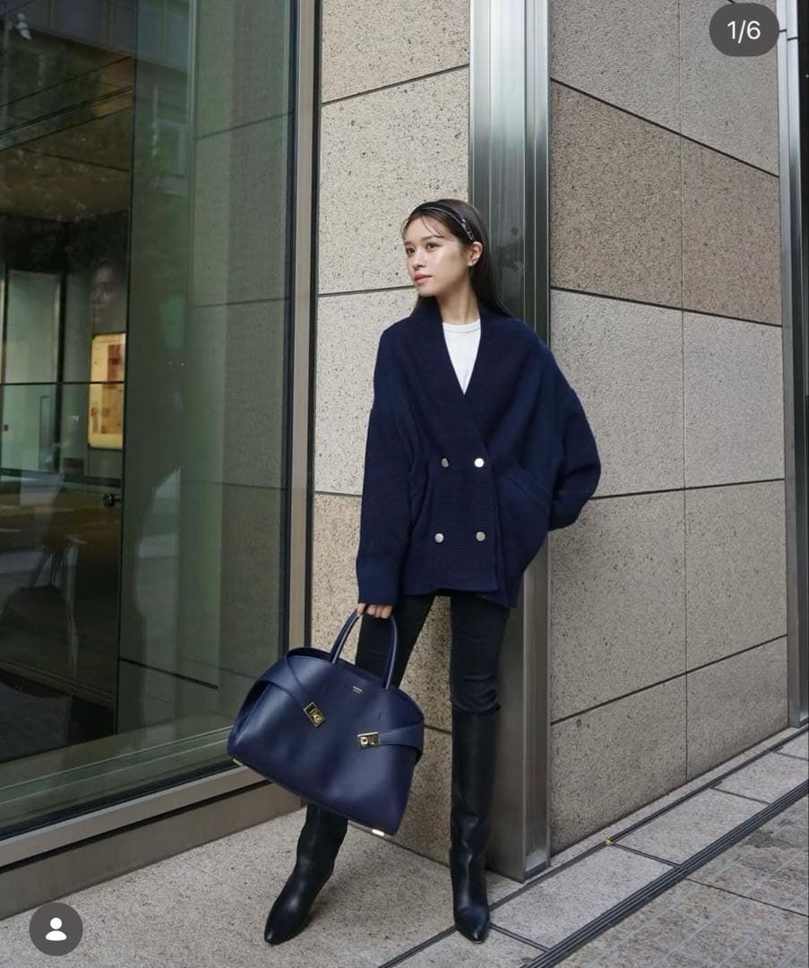 Double-breasted Knit cardigan ネイビー