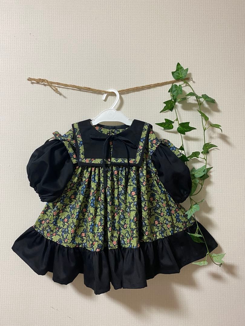 ハンドメイド　ふっくら袖ワンピース