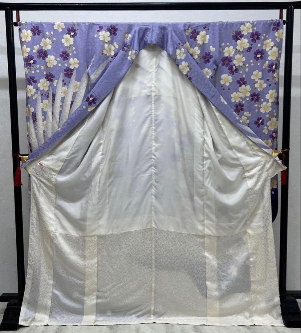 振り袖　フルセット　長襦袢　個性的　鶴　桜　成人式　刺繍入り　長尺袋帯　792