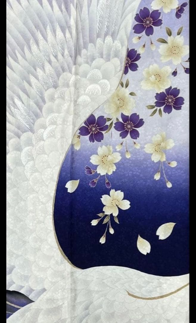 振り袖　フルセット　長襦袢　個性的　鶴　桜　成人式　刺繍入り　長尺袋帯　792