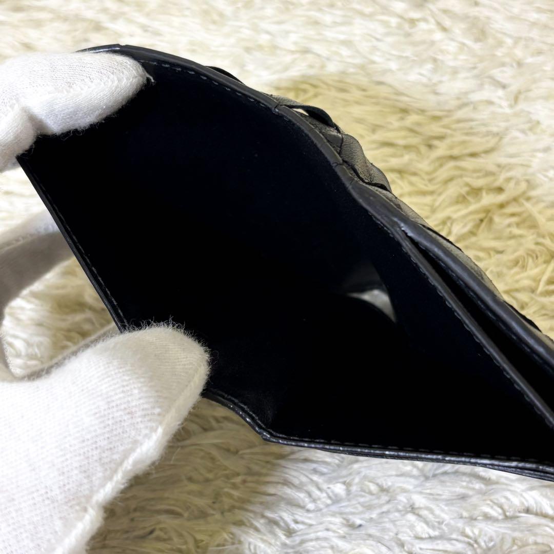 IC内蔵【美品】ボッテガヴェネタ 二つ折り財布 マキシイントレチャート ブラック