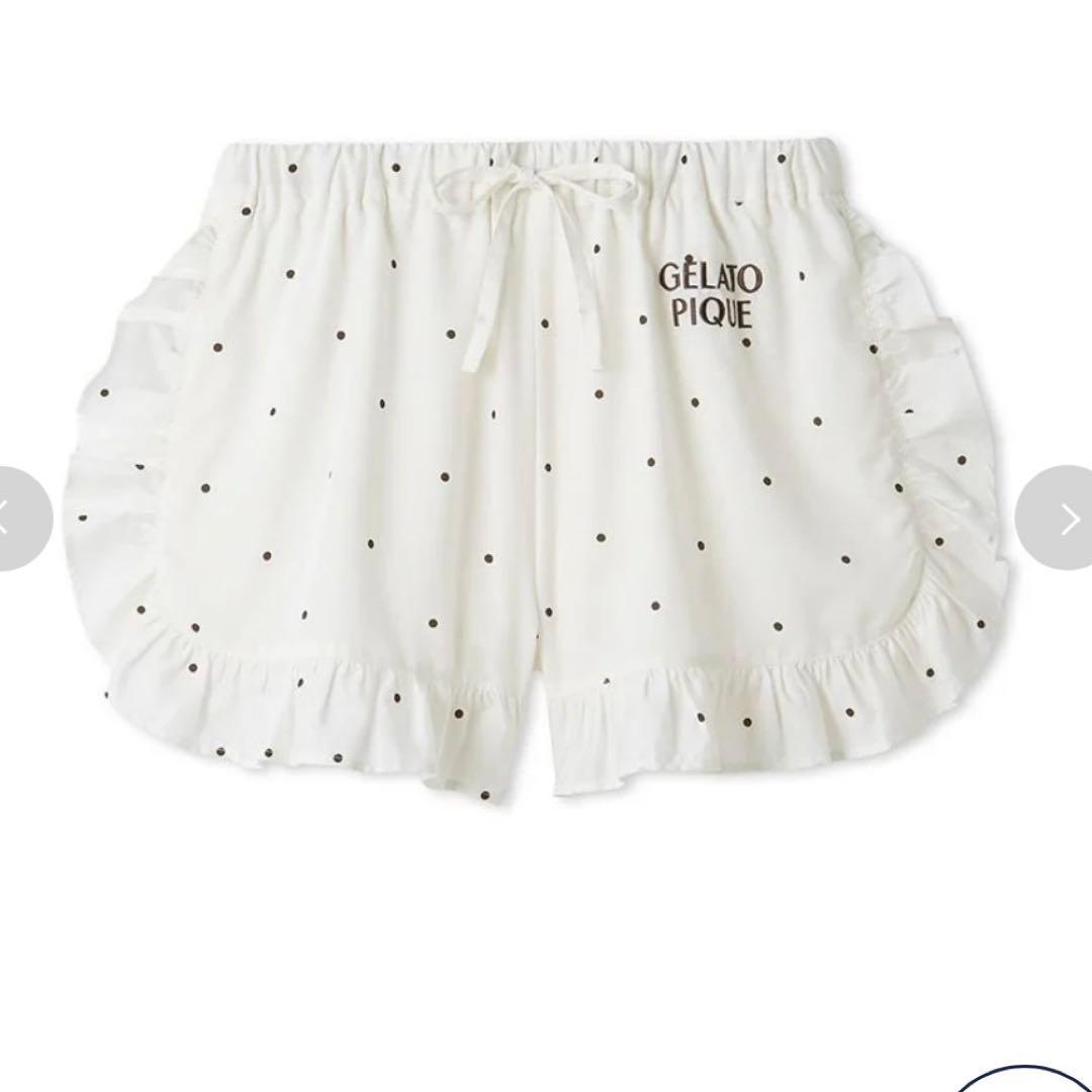 ジェラートピケ ドット柄シャツ＆フリルショートパンツ セットアップ