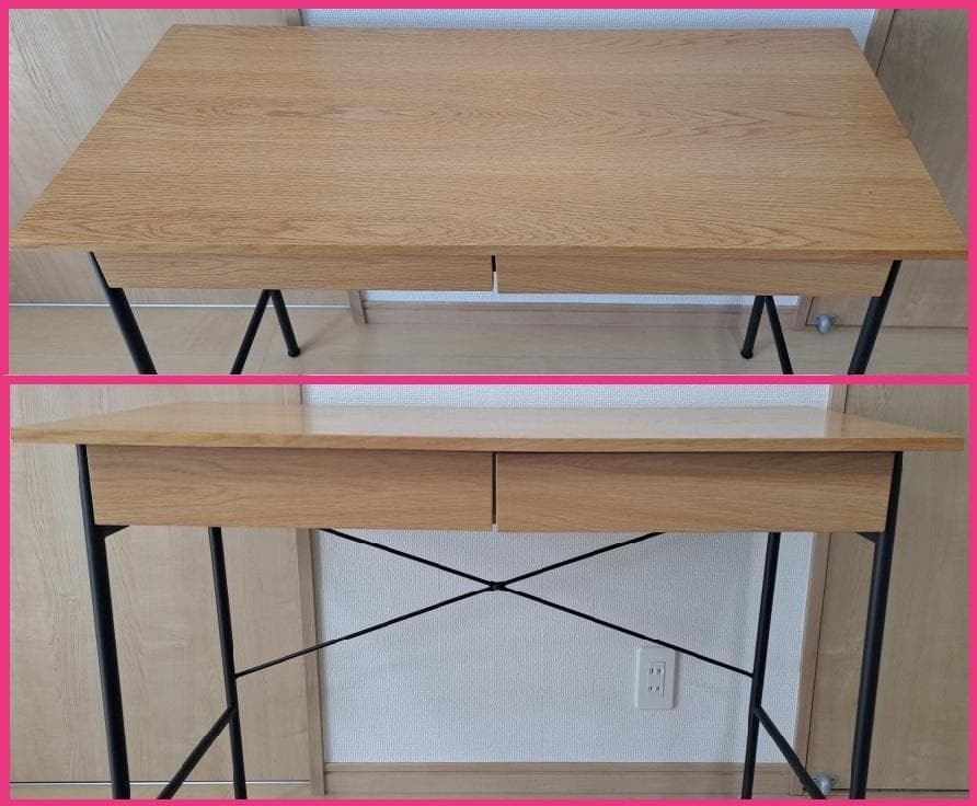 学習机 薄型 直接引取可 引出し:100cm 省スペース スチール 木製 デスク