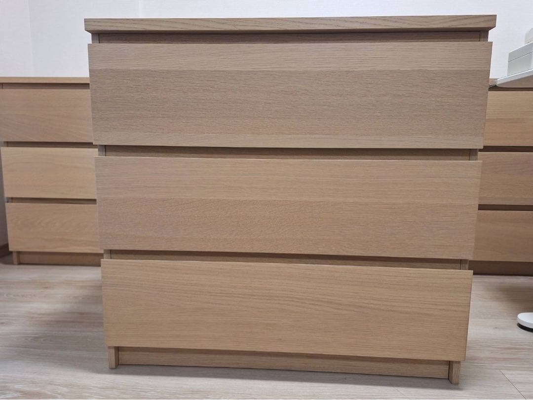 IKEA MALM 3段チェスト　ホワイトステインオーク　2/3