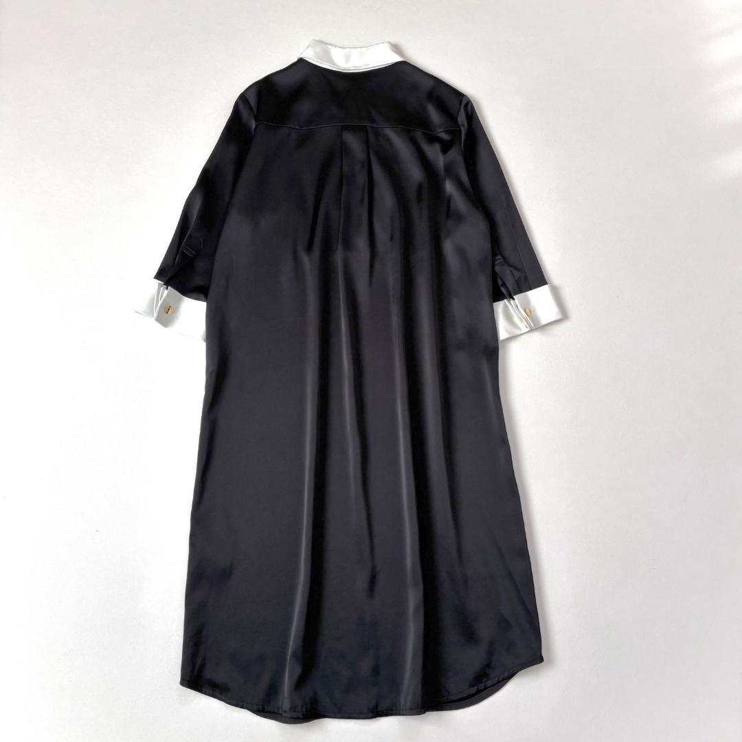 グレースコンチネンタル バイカラーフリルワンピース ブラック 36 美品
