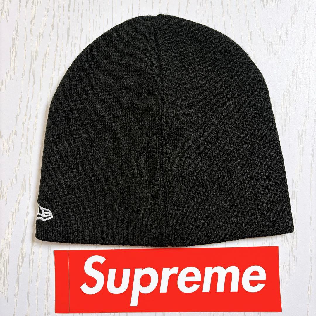 Supreme NEW ERA ニット帽　ビーニー　Sロゴ　ブラック　黒　赤
