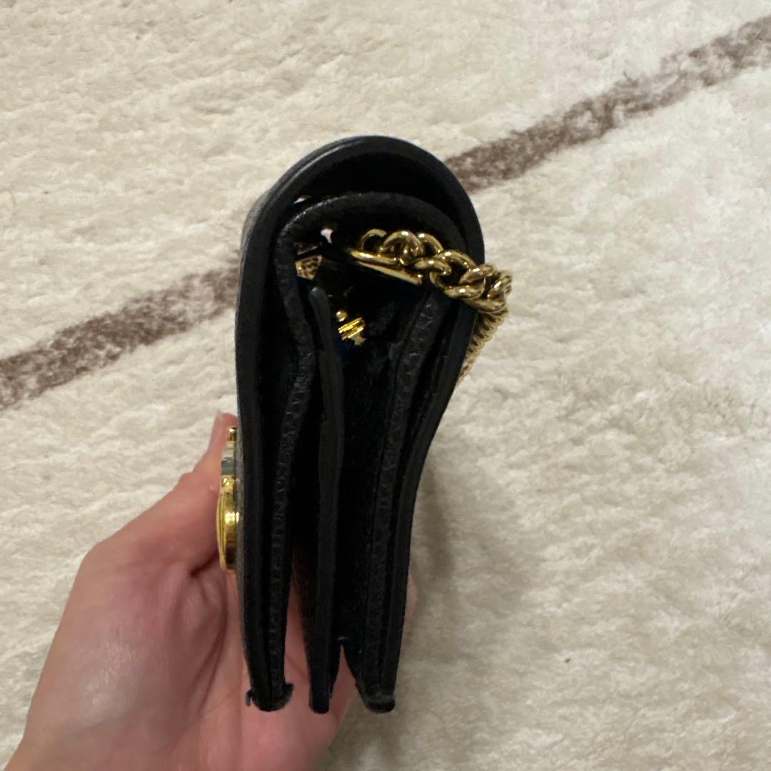 GUCCI　ズゥミ　二つ折り財布　チェーン　ブラック