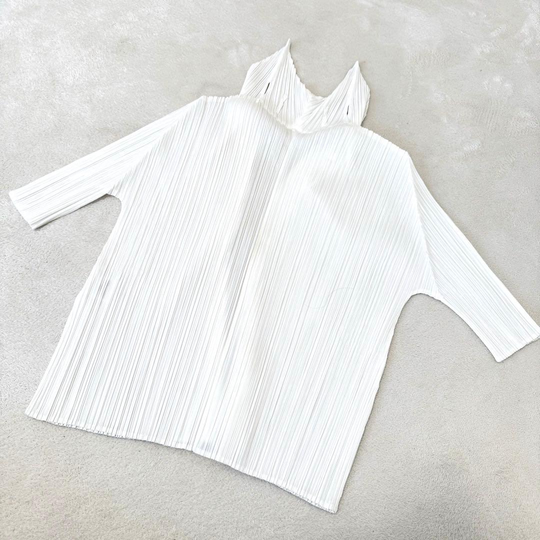 極美品✨PLEATS PLEASE プリーツ　変形　カーディガン　ホワイト