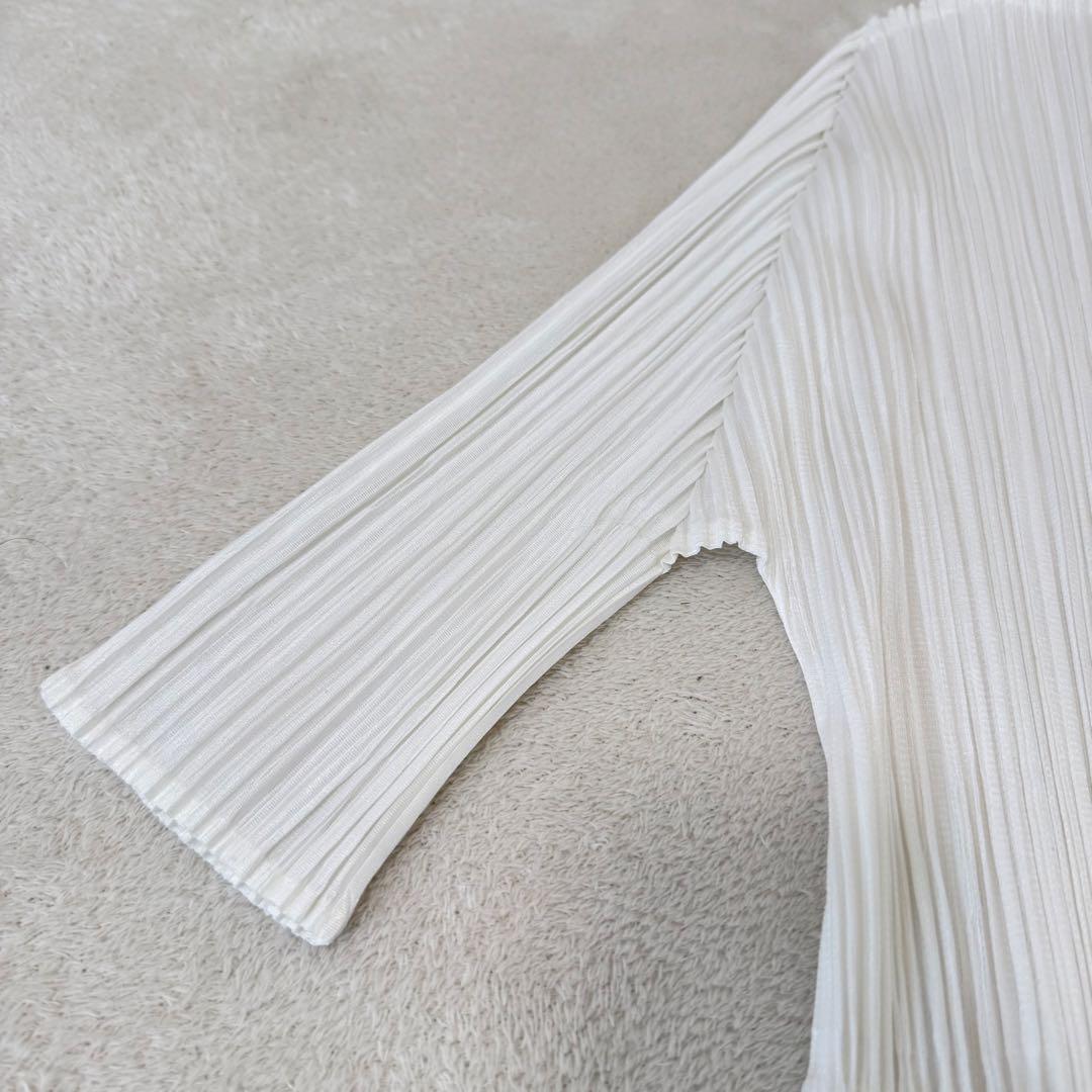極美品✨PLEATS PLEASE プリーツ　変形　カーディガン　ホワイト
