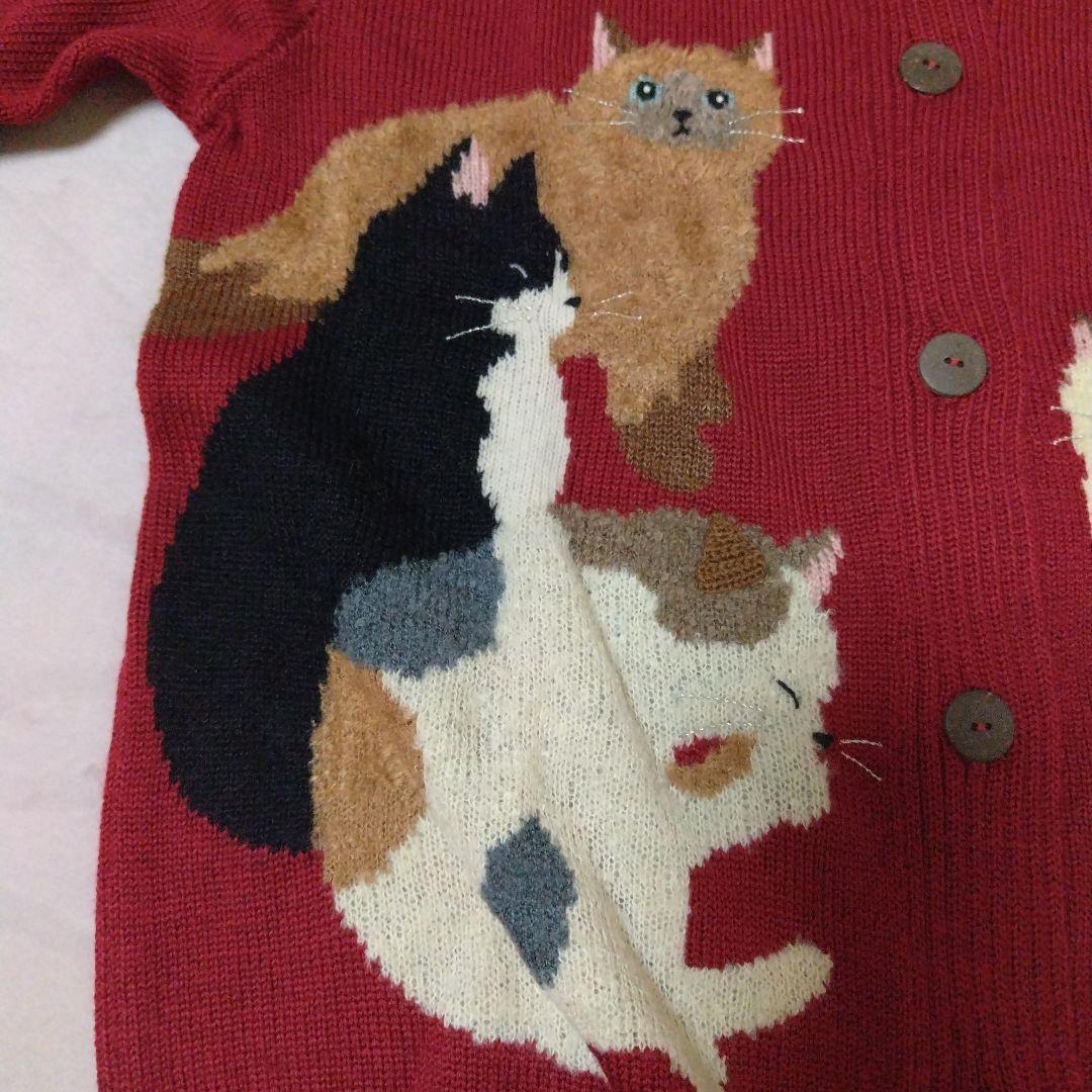 【希少品】飛行船CARA 猫刺繍長袖カーディガン
