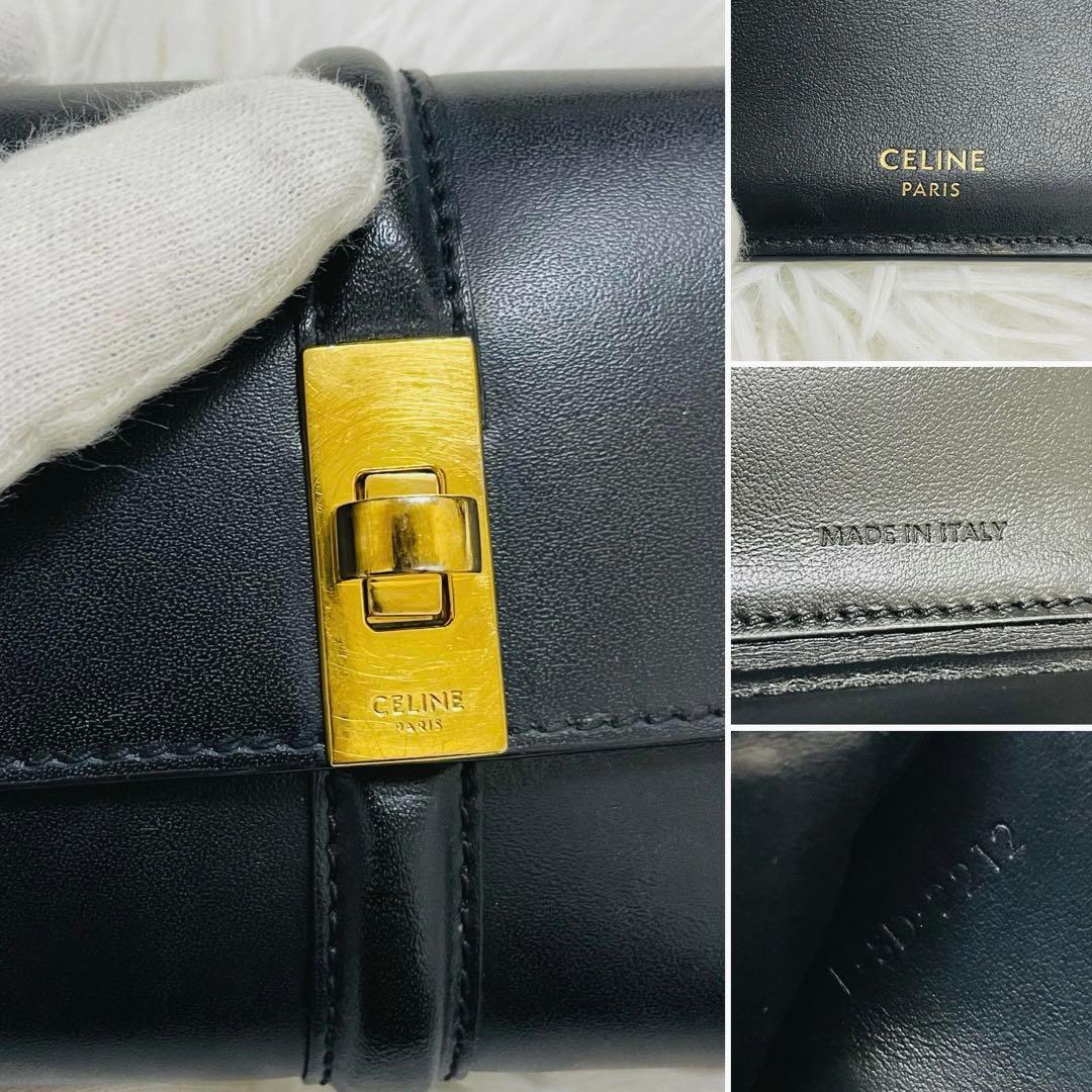極美✨付属完備✨CELINE 三つ折り財布 セーズ 16 レザー ブラック