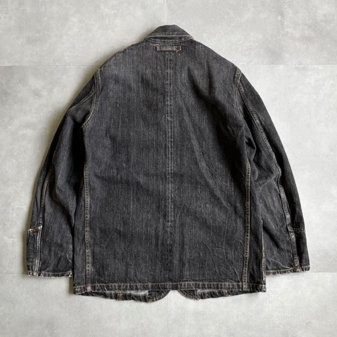 古着 カバーオール ブラック デニム ジャケット ギミック EDWIN