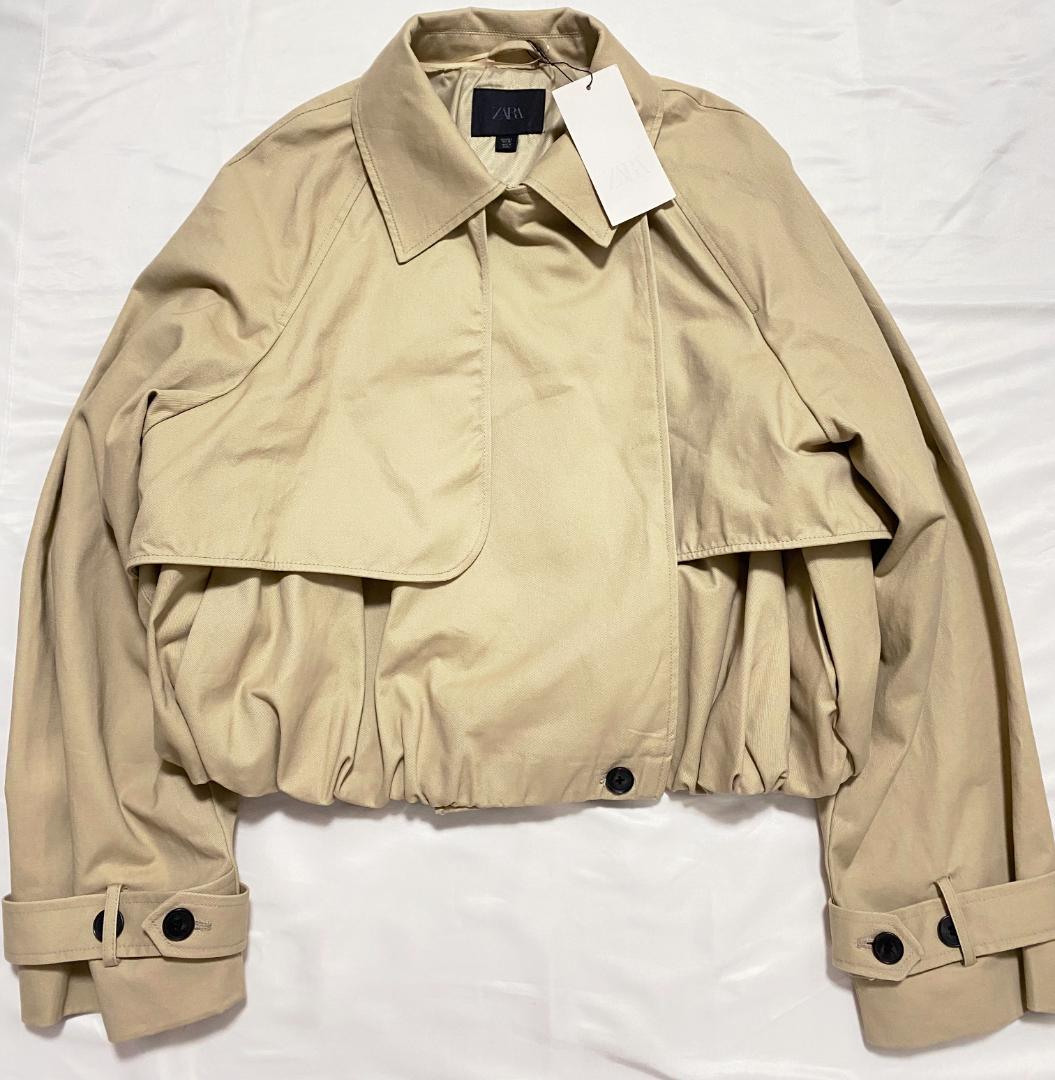 ayapan　新品 ZARA ショートバルーントレンチコート コムギ色 L