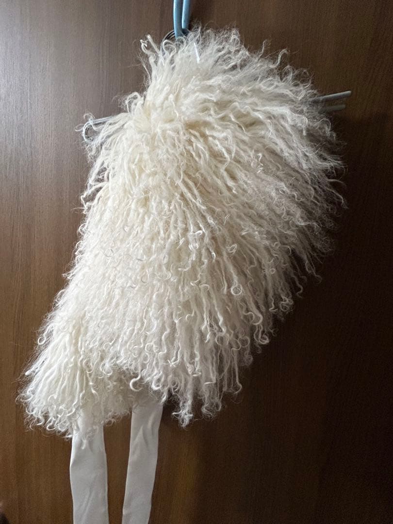【未使用】ホワイト　ファーショール モンゴリアンラム　クロッシー