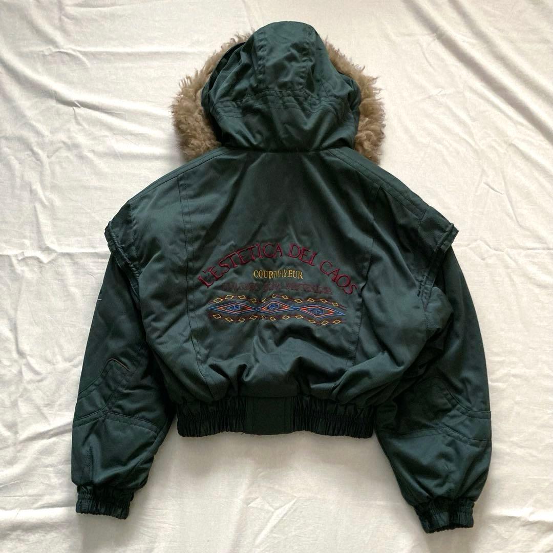 90s vintage fur shell bomber jacket 短丈